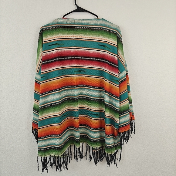 Double D Ranch Pachamama Serape Striped Western Open Front Kimono Jacket Large - Picture 8 of 11